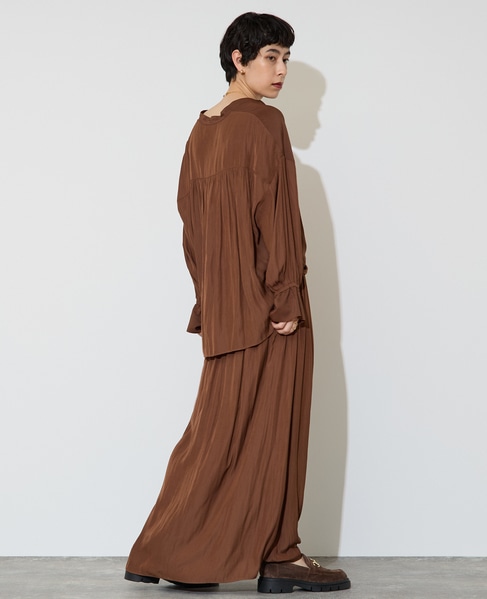 割繊シャーリングナロースカート 詳細画像 ブラウン 6