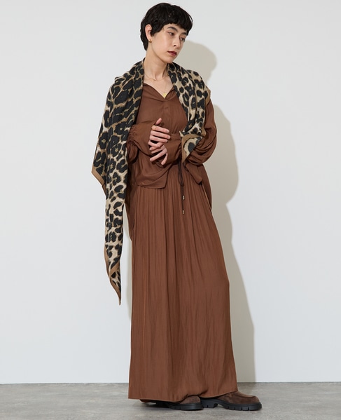 割繊シャーリングナロースカート 詳細画像 ブラウン 7