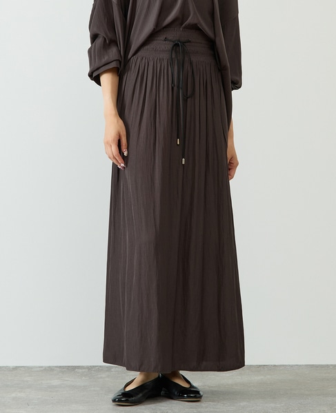 割繊シャーリングナロースカート 詳細画像 チャコールグレー 1