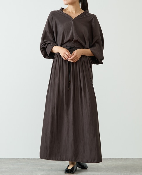 割繊シャーリングナロースカート 詳細画像 チャコールグレー 2