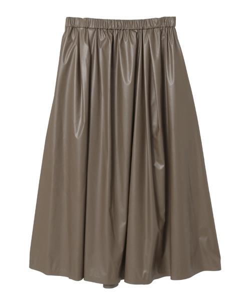 レザー調タックフレアスカート 詳細画像 カーキ 8