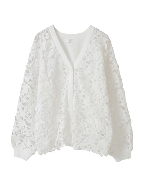 レースニットカーディガン 詳細画像 ホワイト（レース白） 6