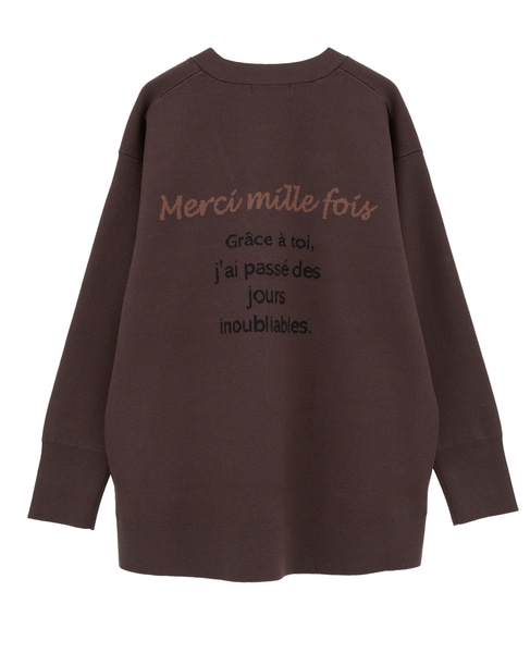 バックメッセージカーディガン 詳細画像 ブラウン 2