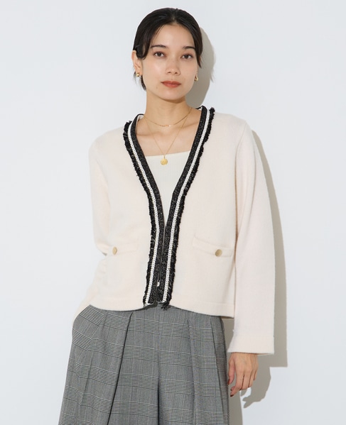 ツイーディーニットジャケット 詳細画像 オフホワイト 1