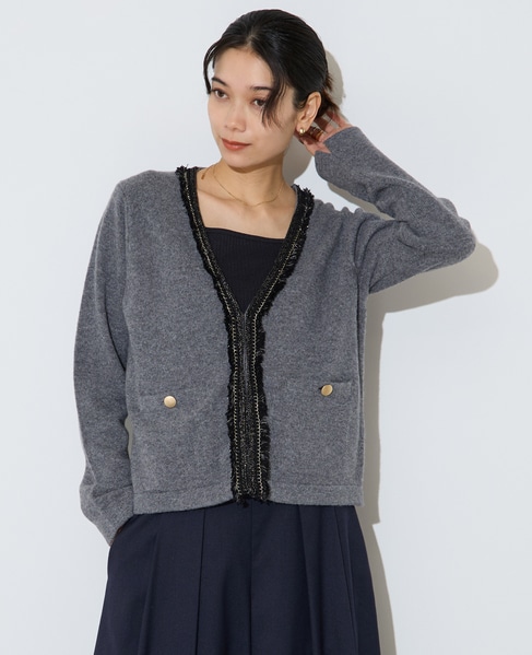 ツイーディーニットジャケット 詳細画像 グレー 3