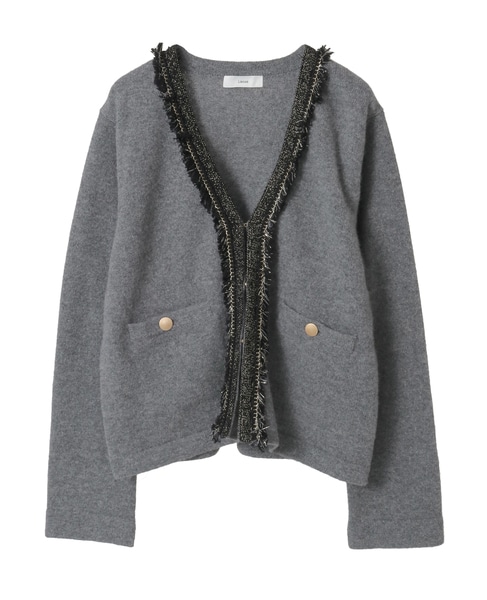 ツイーディーニットジャケット 詳細画像 グレー 7