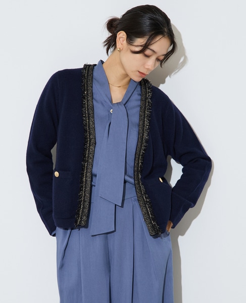 ツイーディーニットジャケット 詳細画像 ネイビー 2