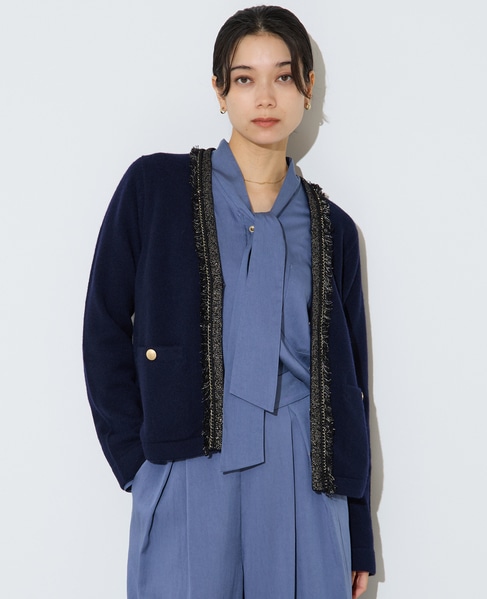 ツイーディーニットジャケット 詳細画像 ネイビー 3