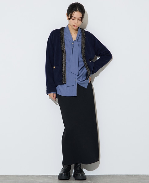 ツイーディーニットジャケット 詳細画像 ネイビー 4