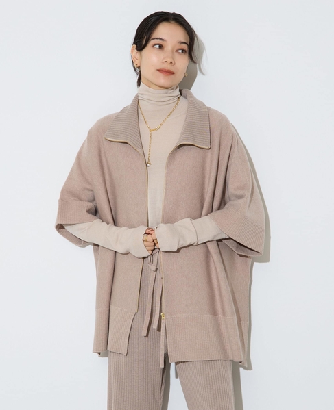 【大草直子さんコラボ】2WAYケープジップニット 詳細画像 ベージュ 2