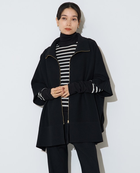 【大草直子さんコラボ】2WAYケープジップニット 詳細画像 ブラック 2