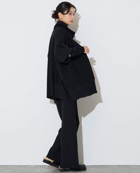 【大草直子さんコラボ】2WAYケープジップニット 詳細画像 ブラック 8