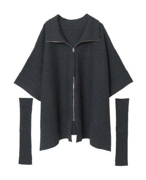 【大草直子さんコラボ】2WAYケープジップニット 詳細画像 グレー 19