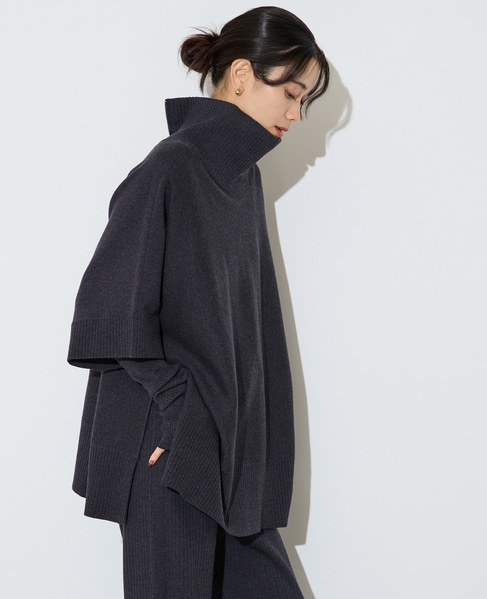 【大草直子さんコラボ】2WAYケープジップニット 詳細画像 グレー 3