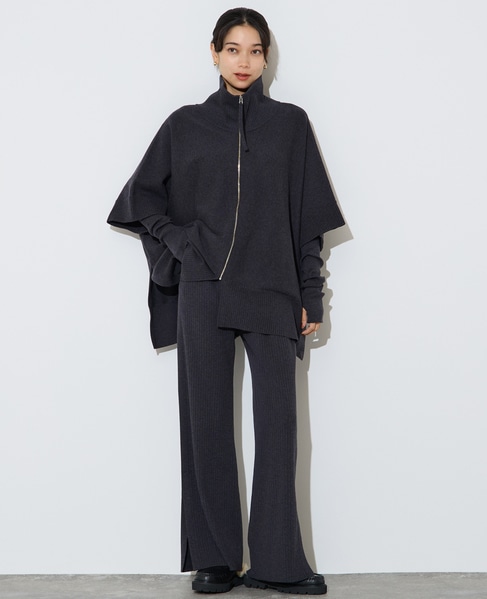 【大草直子さんコラボ】2WAYケープジップニット 詳細画像 グレー 6