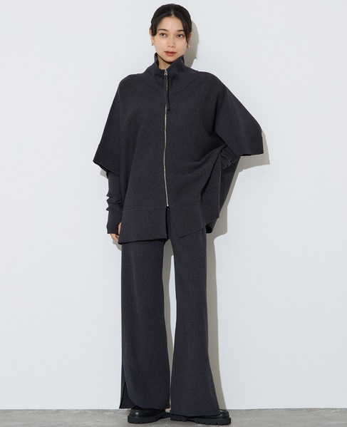 【大草直子さんコラボ】2WAYケープジップニット 詳細画像 グレー 7