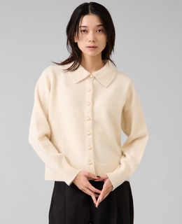 フォックスウール襟付きクロップドカーディガン