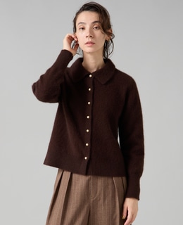 フォックスウール襟付きクロップドカーディガン