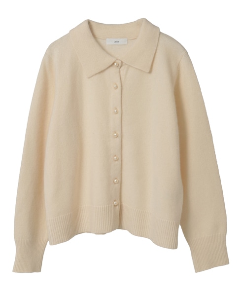 フォックスウール襟付きクロップドカーディガン 詳細画像 アイボリー 10