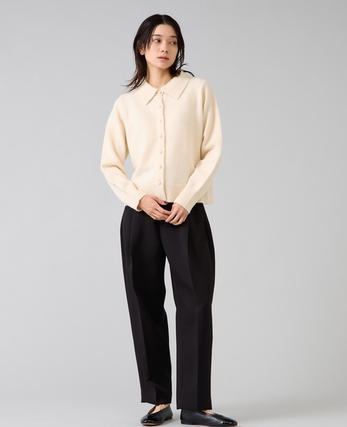 フォックスウール襟付きクロップドカーディガン 詳細画像 アイボリー 8