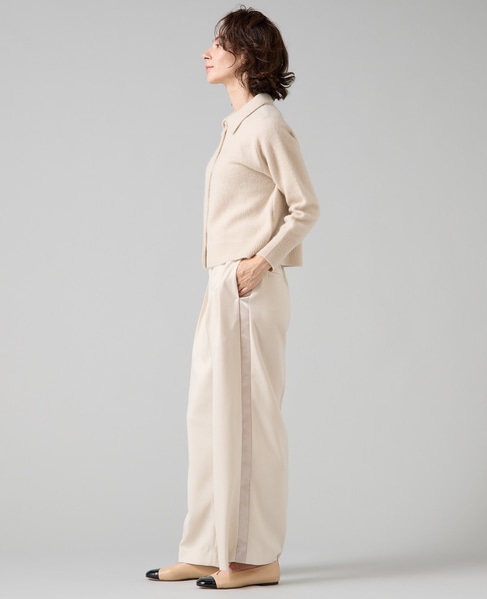 フォックスウール襟付きクロップドカーディガン 詳細画像 ライトベージュ 4