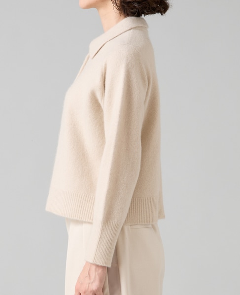 フォックスウール襟付きクロップドカーディガン 詳細画像 ライトベージュ 6