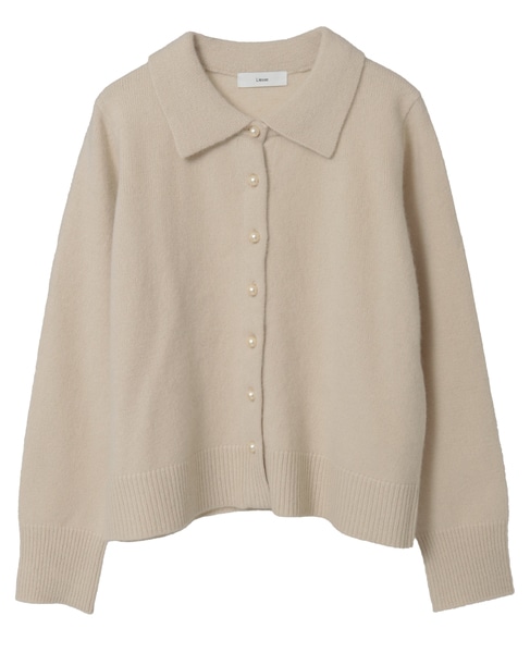 フォックスウール襟付きクロップドカーディガン 詳細画像 ライトベージュ 8