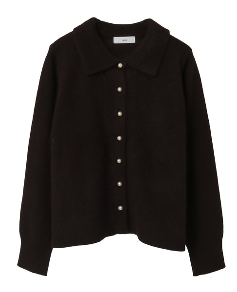 フォックスウール襟付きクロップドカーディガン 詳細画像 ブラウン 11