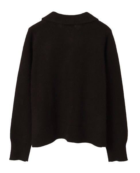 フォックスウール襟付きクロップドカーディガン 詳細画像 ブラウン 12