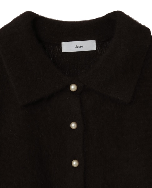 フォックスウール襟付きクロップドカーディガン 詳細画像 ブラウン 13