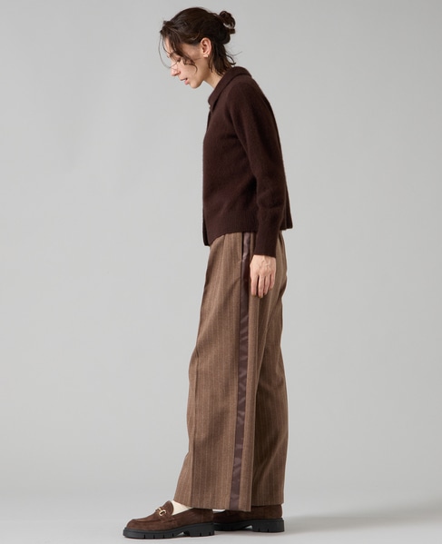 フォックスウール襟付きクロップドカーディガン 詳細画像 ブラウン 6