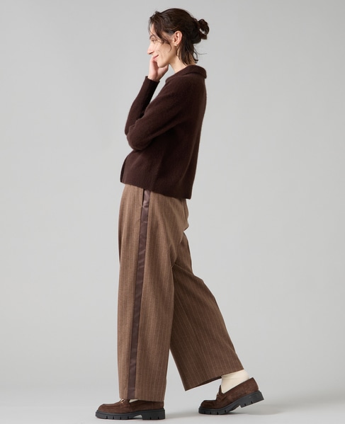 フォックスウール襟付きクロップドカーディガン 詳細画像 ブラウン 7