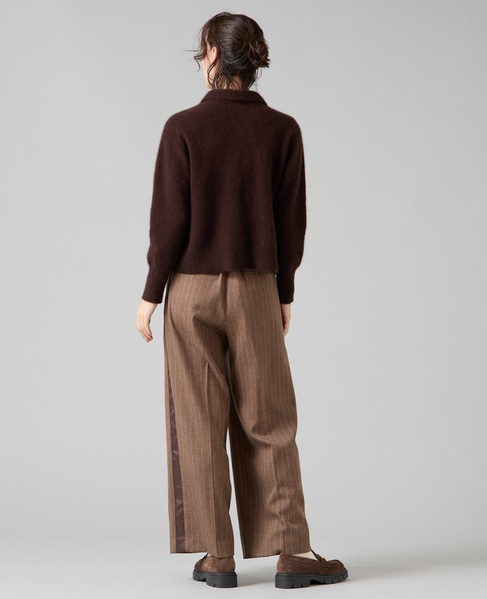 フォックスウール襟付きクロップドカーディガン 詳細画像 ブラウン 8