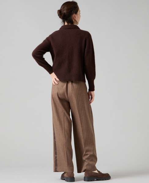 フォックスウール襟付きクロップドカーディガン 詳細画像 ブラウン 9