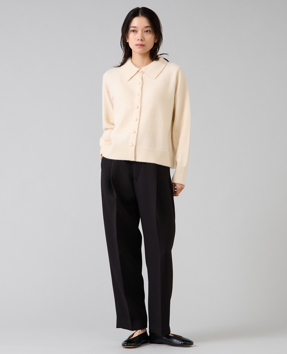 フォックスウール襟付きクロップドカーディガン｜Liesse（リエス