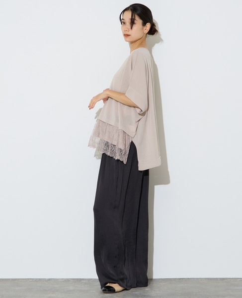 レースコンビワイドニット 詳細画像 ライトベージュ（レース同色） 10