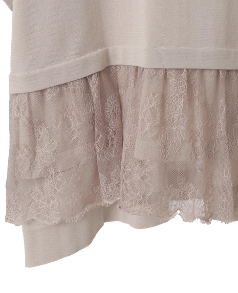 レースコンビワイドニット 詳細画像 ライトベージュ（レース同色） 15