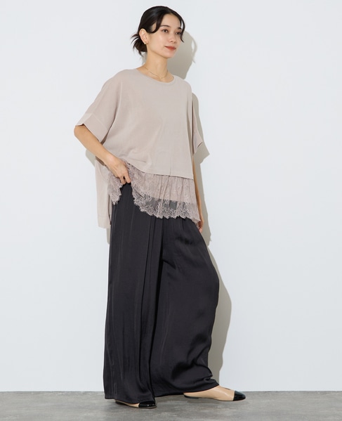 レースコンビワイドニット 詳細画像 ライトベージュ（レース同色） 6