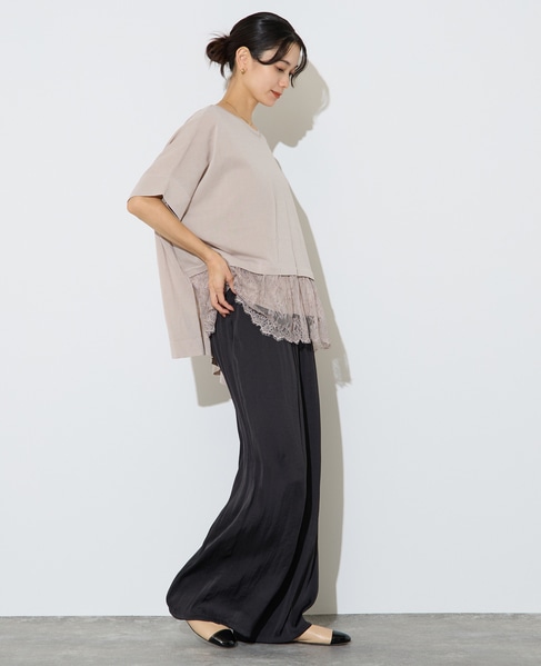 レースコンビワイドニット 詳細画像 ライトベージュ（レース同色） 7