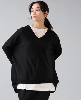 【定番】前後V袖リブオーバーニット