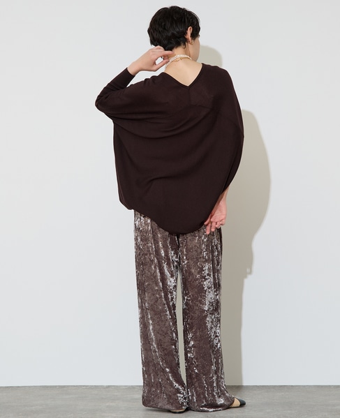 【定番】前後V袖リブオーバーニット 詳細画像 ブラウン 4