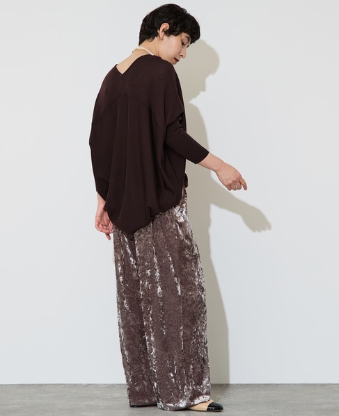 【定番】前後V袖リブオーバーニット 詳細画像 ブラウン 5