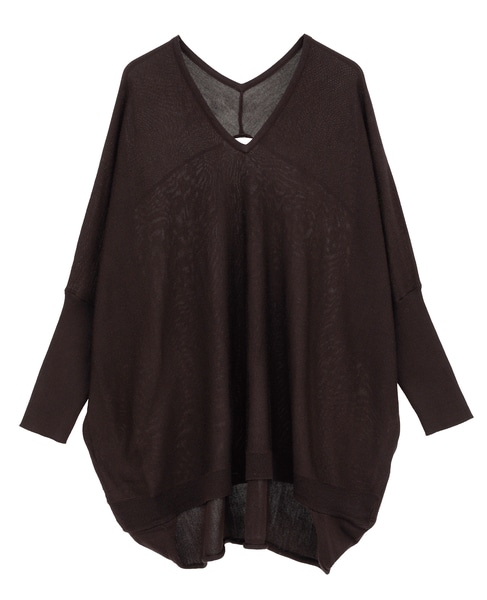 【定番】前後V袖リブオーバーニット 詳細画像 ブラウン 8