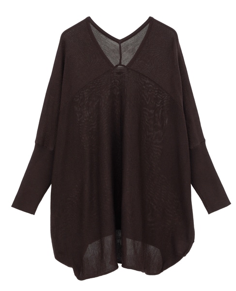 【定番】前後V袖リブオーバーニット 詳細画像 ブラウン 9