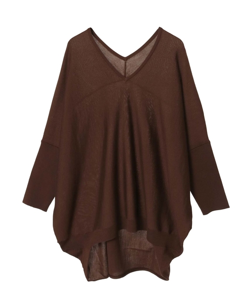 【定番】前後V袖リブオーバーニット 詳細画像 マロン 6