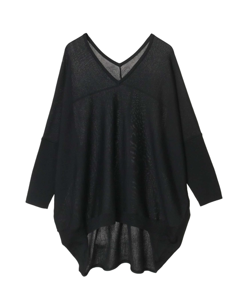 【定番】前後V袖リブオーバーニット 詳細画像 ブラック 8