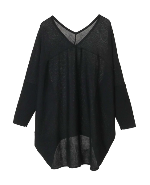 【定番】前後V袖リブオーバーニット 詳細画像 ブラック 9