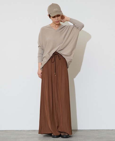 【定番】ラメ混前後V袖リブオーバーニット 詳細画像 ゴールド 3