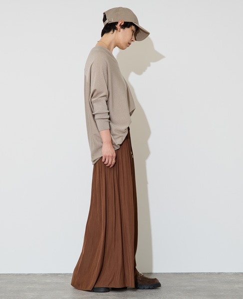 【定番】ラメ混前後V袖リブオーバーニット 詳細画像 ゴールド 4