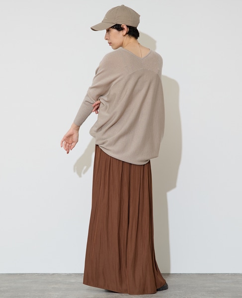 【定番】ラメ混前後V袖リブオーバーニット 詳細画像 ゴールド 5